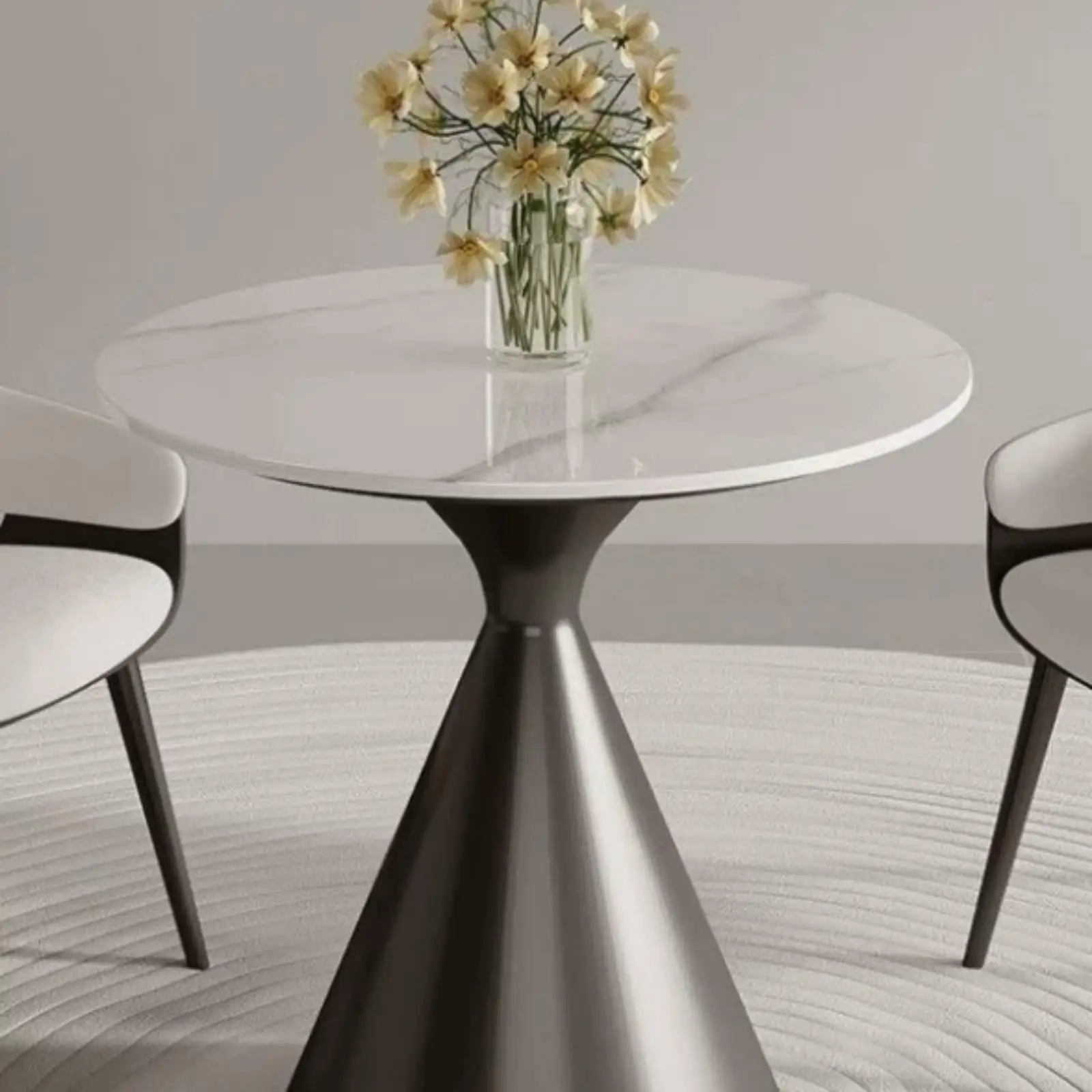 Conical Table Base Metallic-Look Finish Cross Braced Base Support Metal Table Pedestal Reinforced Furniture Part No Assembly