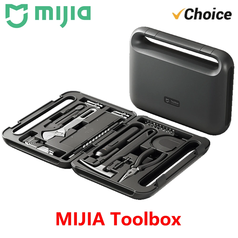 Original MIJIA Electric Tool Set Portable Screwdriver Household Hand Tool Kit with Good Quality Plastic Toolbox Storage Case -CN