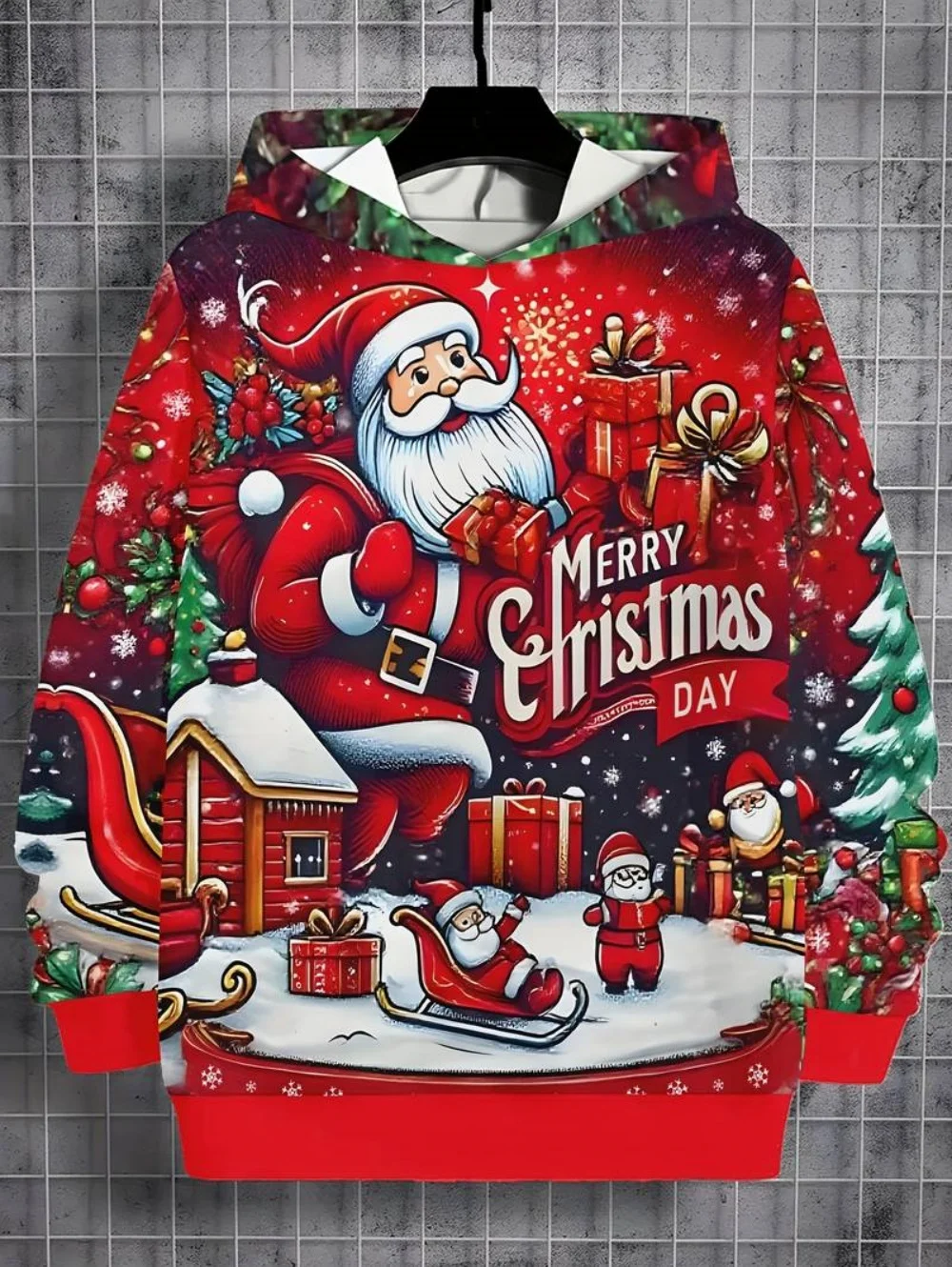 عيد الميلاد الأطفال هوديي سانتا كلوز الكرتون 3D طباعة طويلة الأكمام ملابس الأولاد عطلة الأزياء البلوز البلوز الاطفال قمم #3