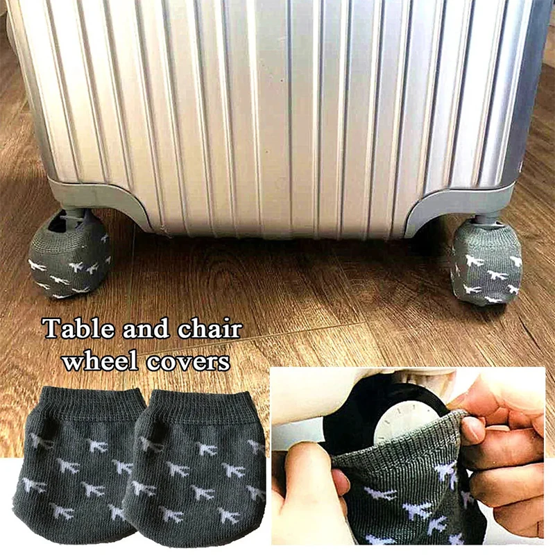 4pcs Suitcase Wheels Dustproof Cover Knitting Luggage Wheels Protector Cover Anti-wear Table Leg Cover Office Chair Caster Cover