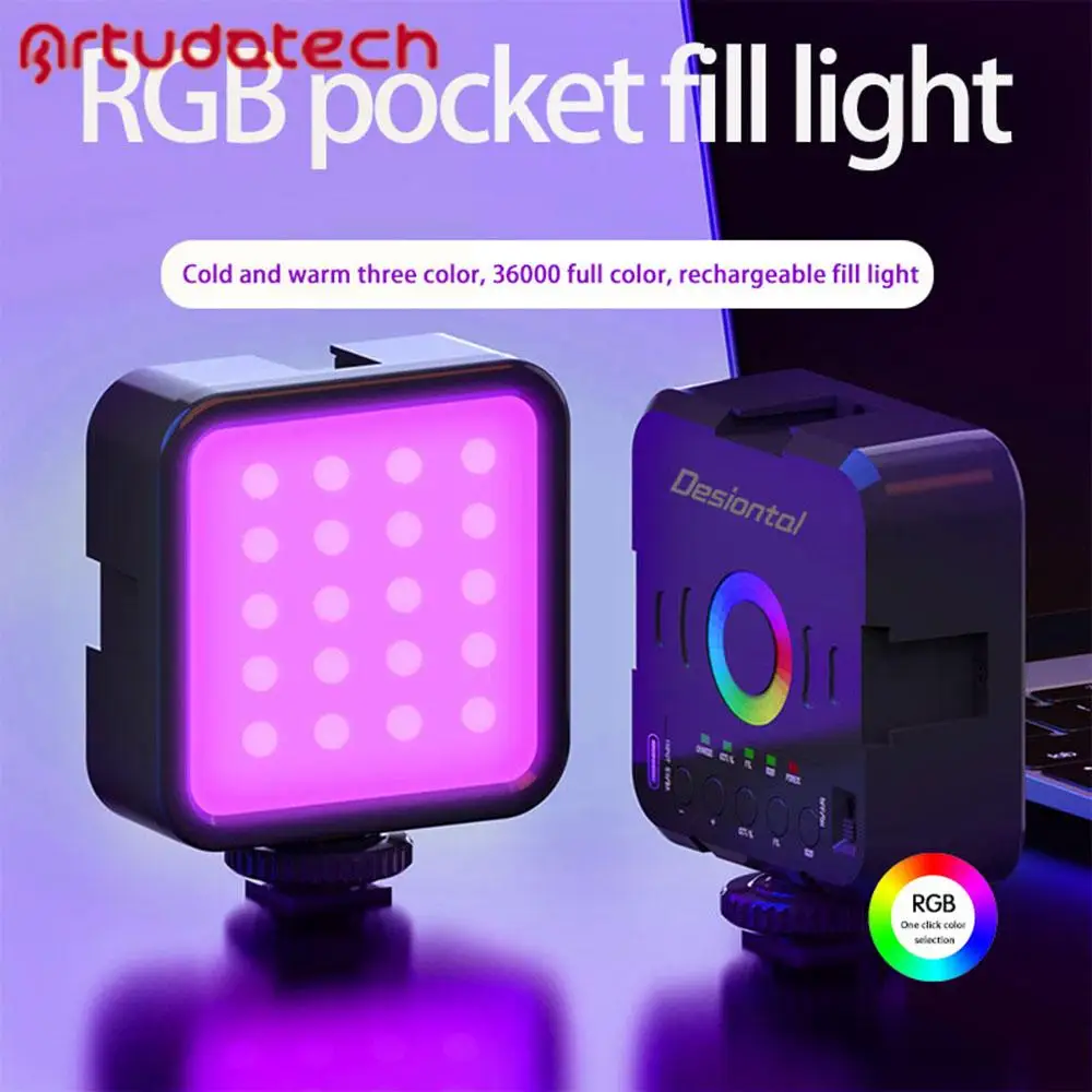 Pocket RGB Full Color 3000-9000K LED Video Light Photography Fill Lamp VLog