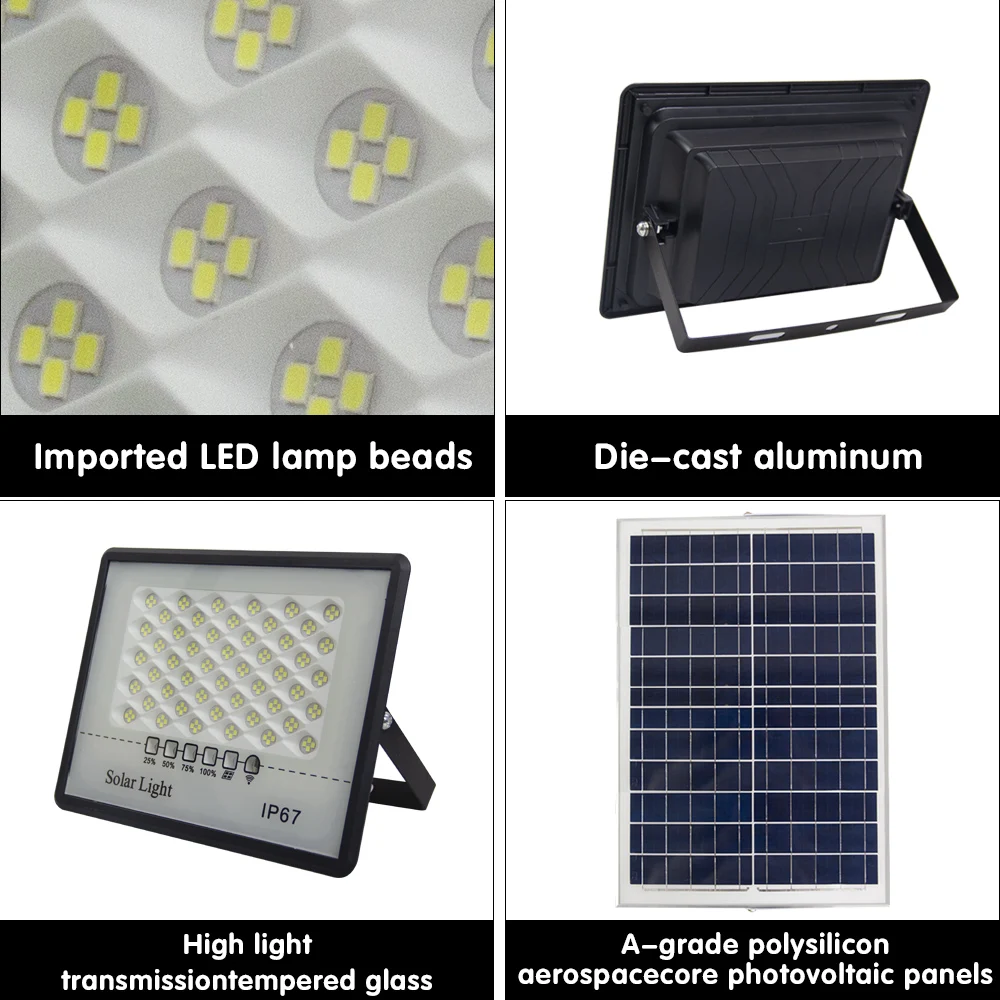 Imagem -03 - Impermeável Solar Luz ao ar Livre Controle Remoto Indução Automática de Carregamento Adequado para Ruas e Pátios 100w