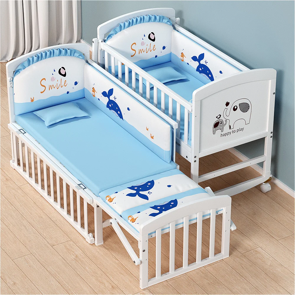 

2025 New White Wooden Portable and Comfortable Baby Swing Cot for 0-6 Years Old