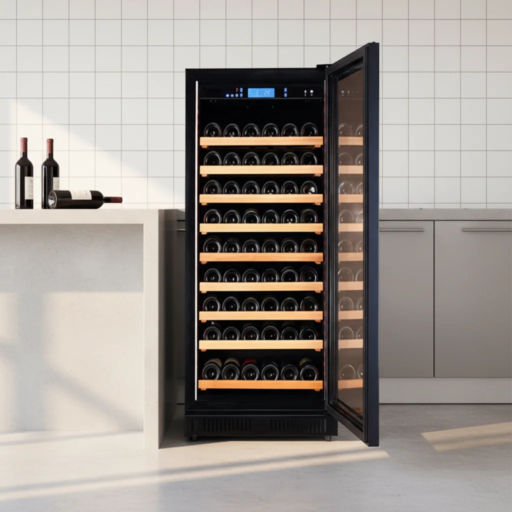 228L 80 Bottles Wine Cooler Small Electric Wine Refrigerator Red Compressor Vertical Hotel