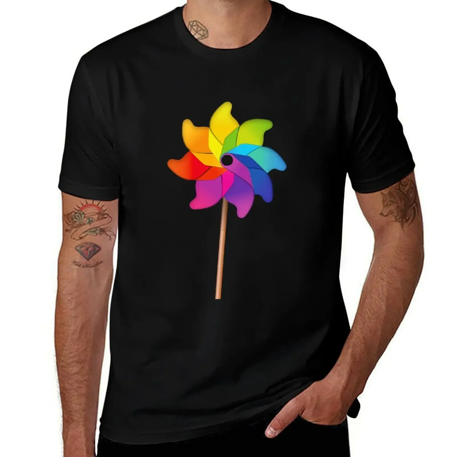 

Rainbow Pinwheel T-Shirt valentines clothes Funny t-shirt anime t shirts summer shirt Men's t shirts