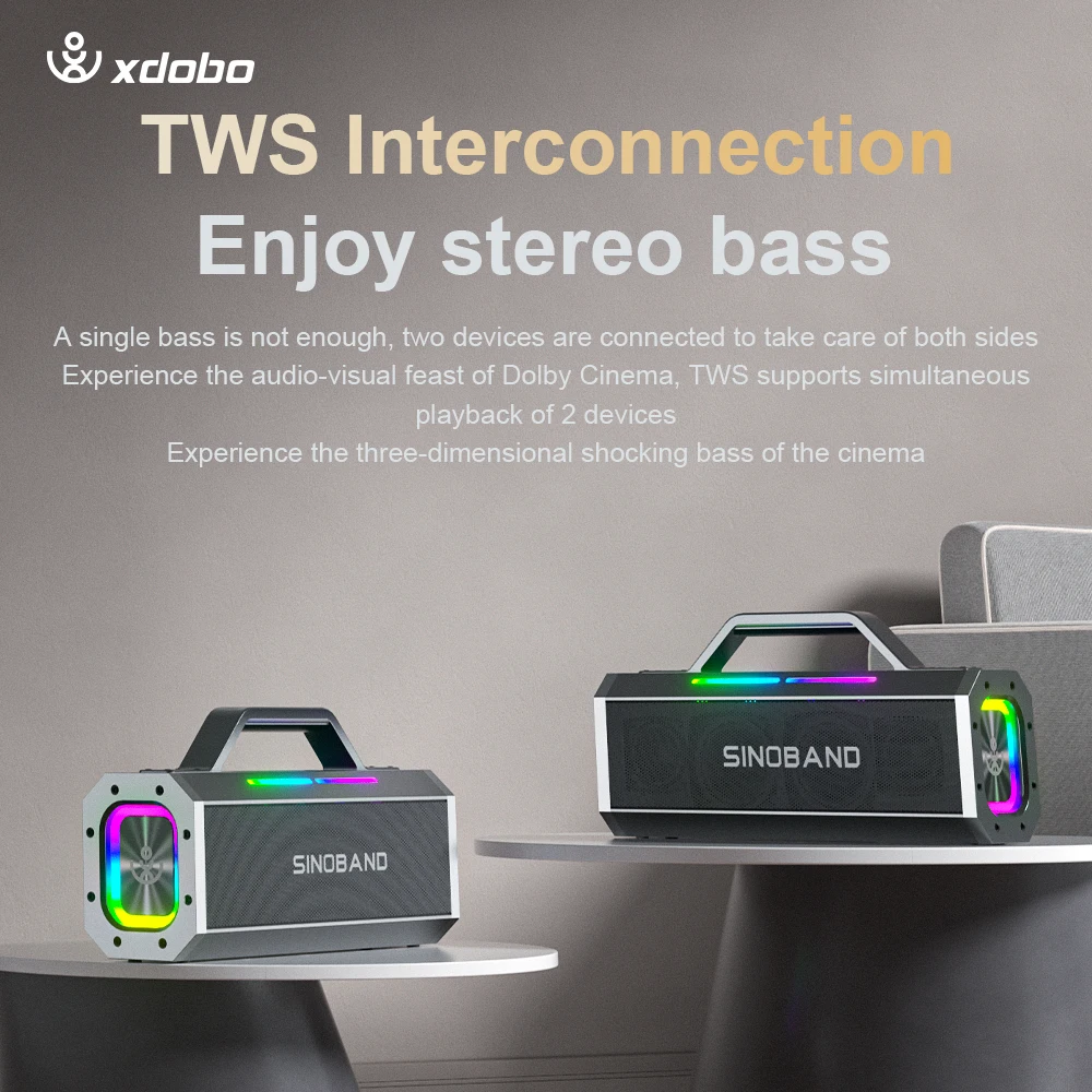 الأصلي XDOBO SINOBAND Alps مكبر صوت لجهاز الكاريوكي 150 واط بلوتوث صندوق الصوت RGB ضوء مع 2 هيئة التصنيع العسكري مقاوم للماء ستيريو باس مضخم الصوت