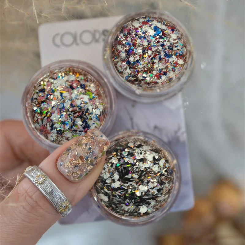 Glitter Nail Sequins Mixed Gold Shell Nail Platinum Foil Powder DIY Nail Charms Manicure Maple Flakes DIY Material