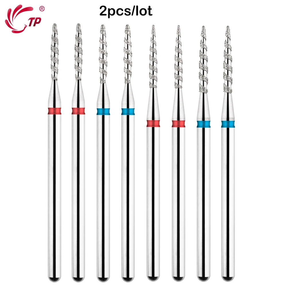 

TP 2pcs/lot Tornado Flame Diamond Nail Drill Bits Milling Cutter for Manicure Rotary Burr Cuticle Clean Nail Accessories Tools