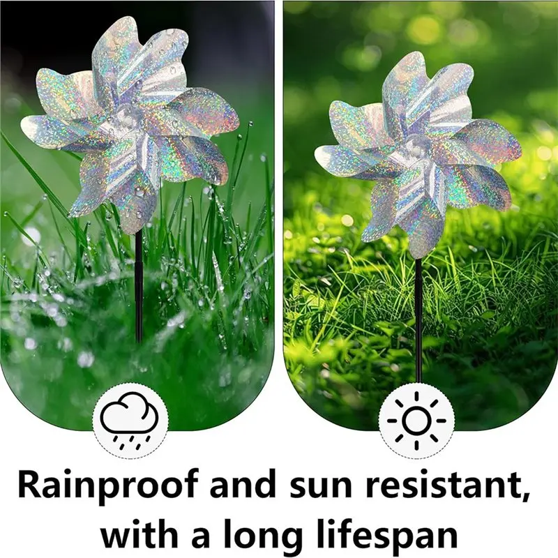 A67M-Windmill,Outdoor Bird Deterrent Silver Dot Reflective Bird Repellent Pinwheel, For Yard, Balcony Garden