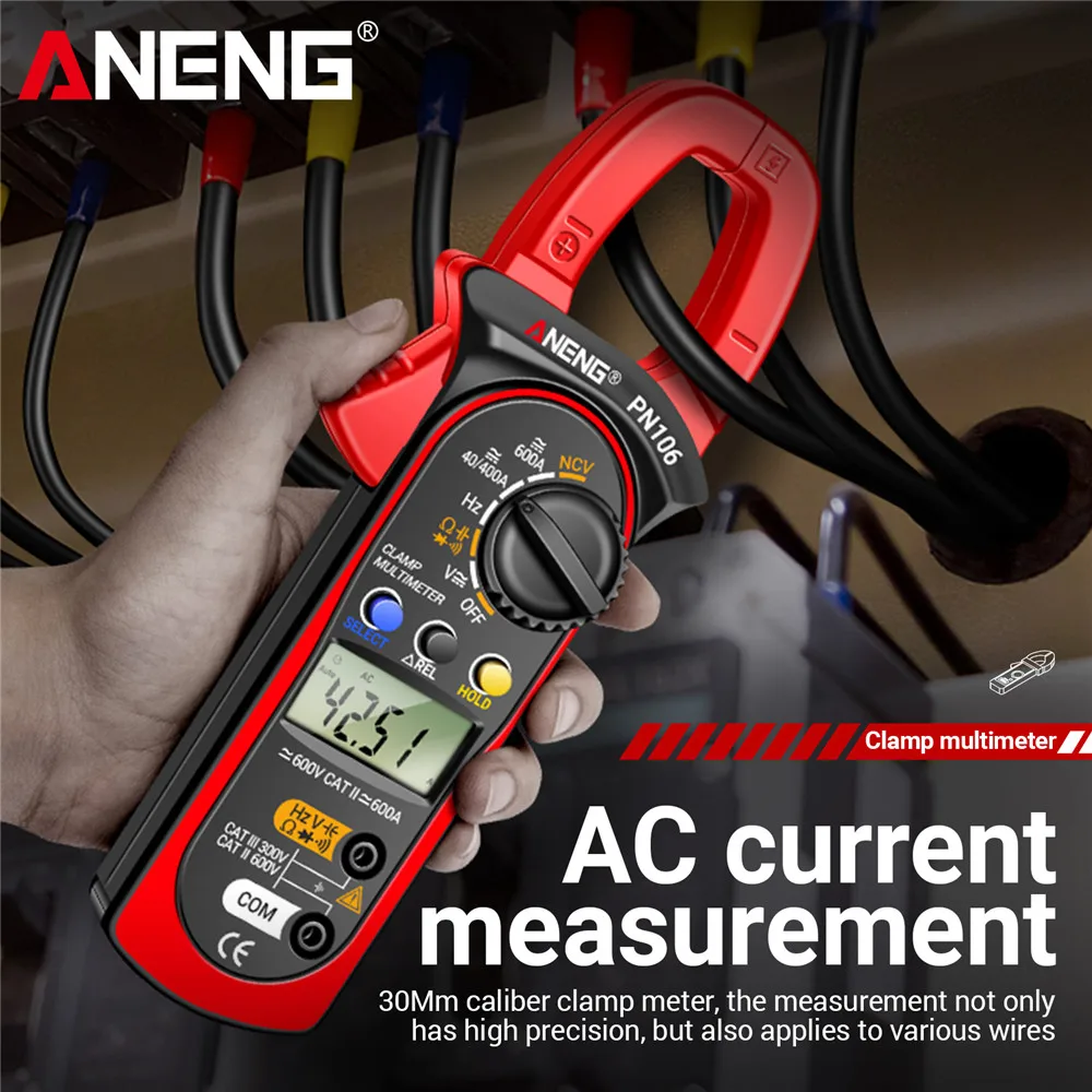 ANENG PN106/ PN107 Digital 4000 Counts Clamp Meter Screen 600A 600V AC/DC Voltage Multitester Diode Buzzer Test Electrical Tools