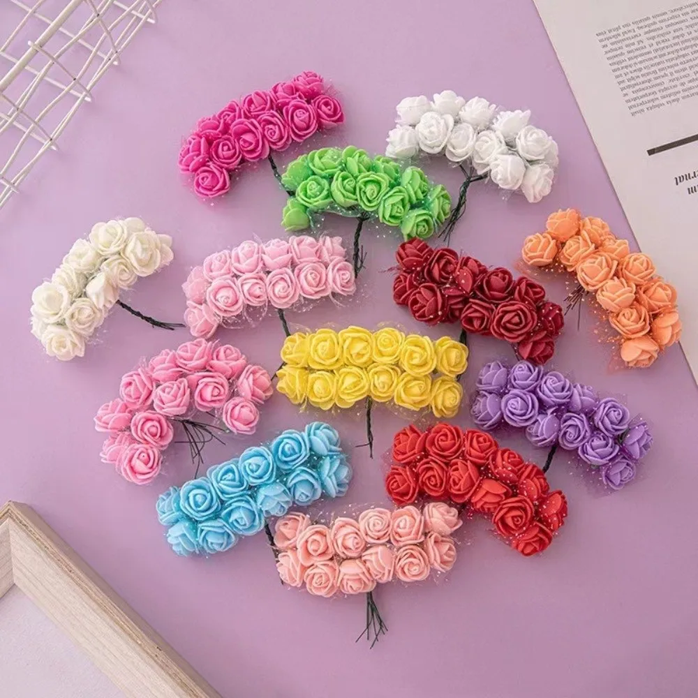 

144Pcs Multicolor Foam Artificial Flower DIY Wreath Accessorie Foam Fake Flowers Mini Rose Artificial Flower Craft