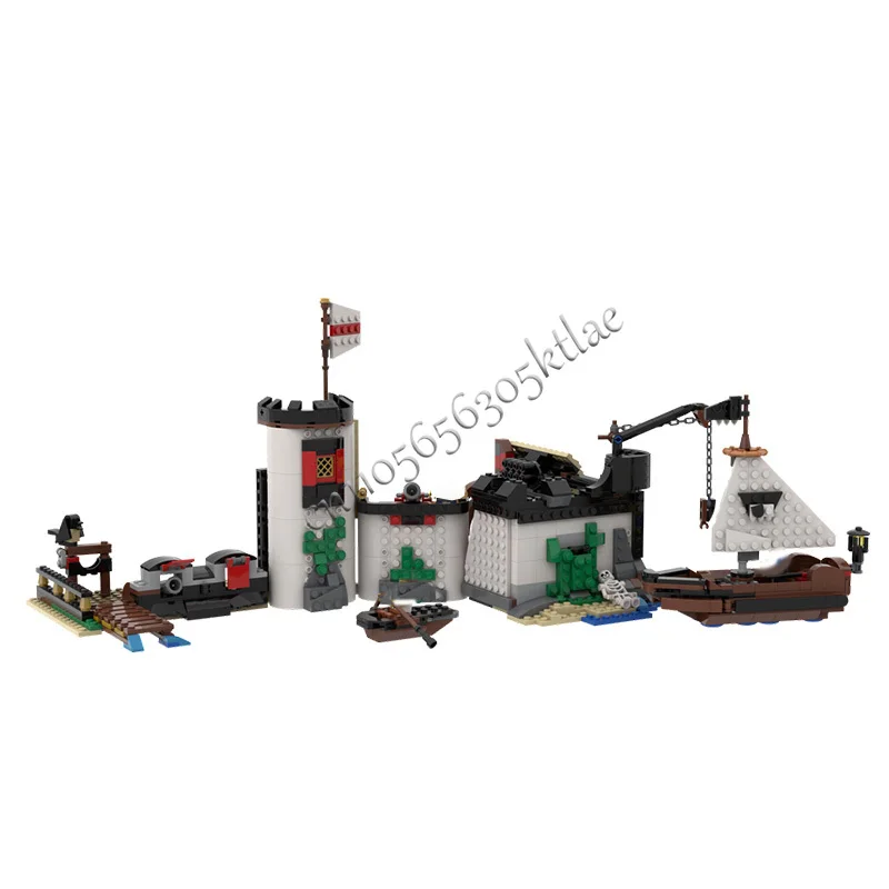 987 قطعة منزل شارع القلعة الأطباق المزروعة المراكب الشراعية MOC تخصيص وحدات بنة التعليمية لتقوم بها بنفسك لعبة عيد الميلاد هدية