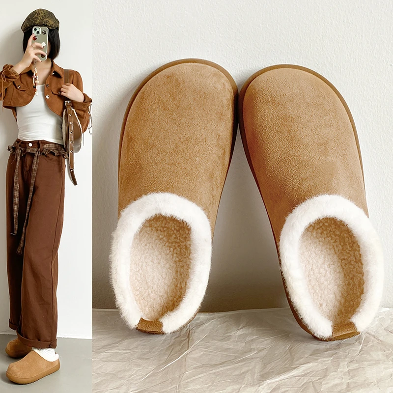

Зимние утолщенные противоскользящие женские домашние тапочки на флисовой подкладке, новый стиль, однотонные повседневные удобные тапочки