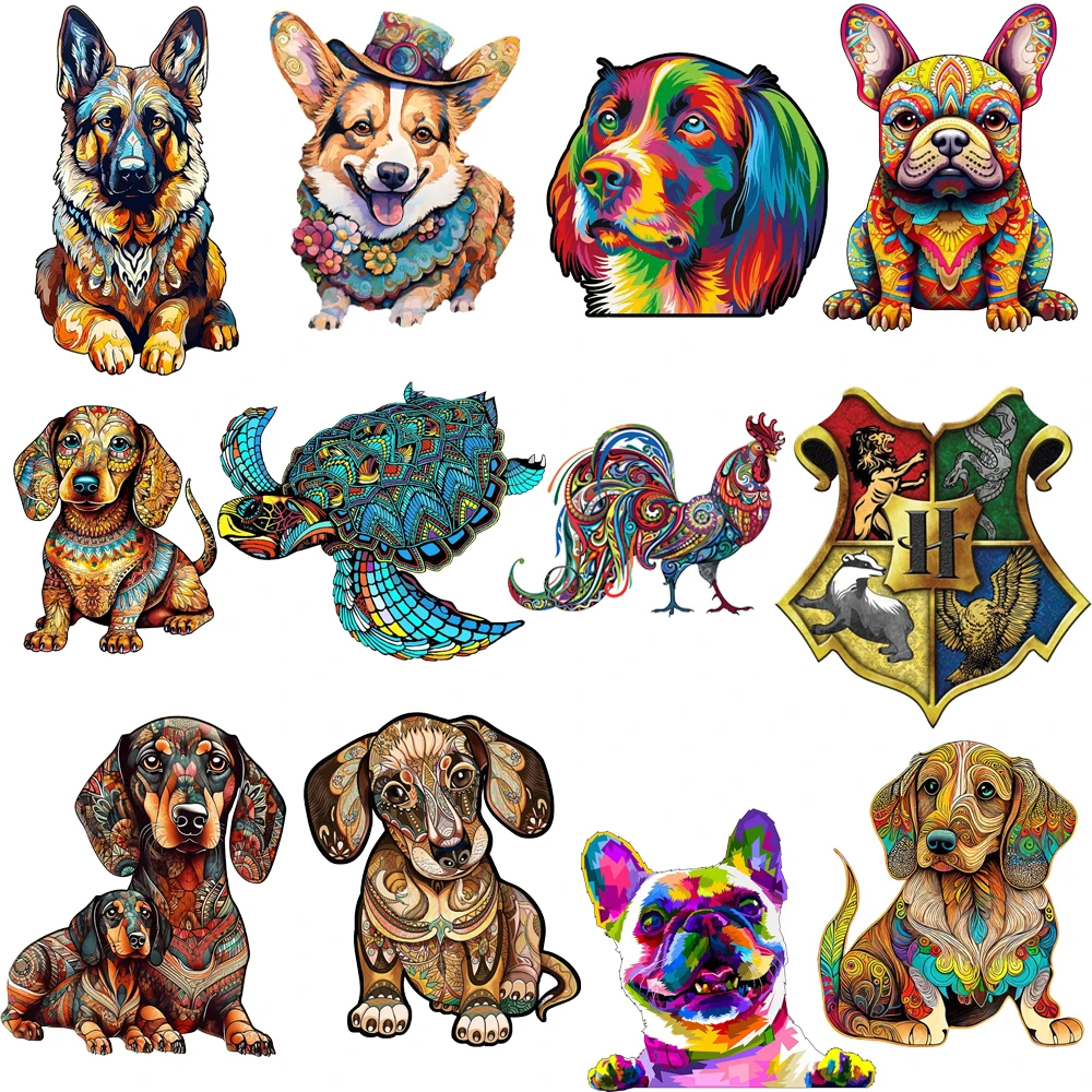 Rompecabezas de animales de madera de la serie perro único para adultos y niños, rompecabezas 3D, juguetes, juegos educativos DIY, regalos de Navidad, jigsierras de madera
