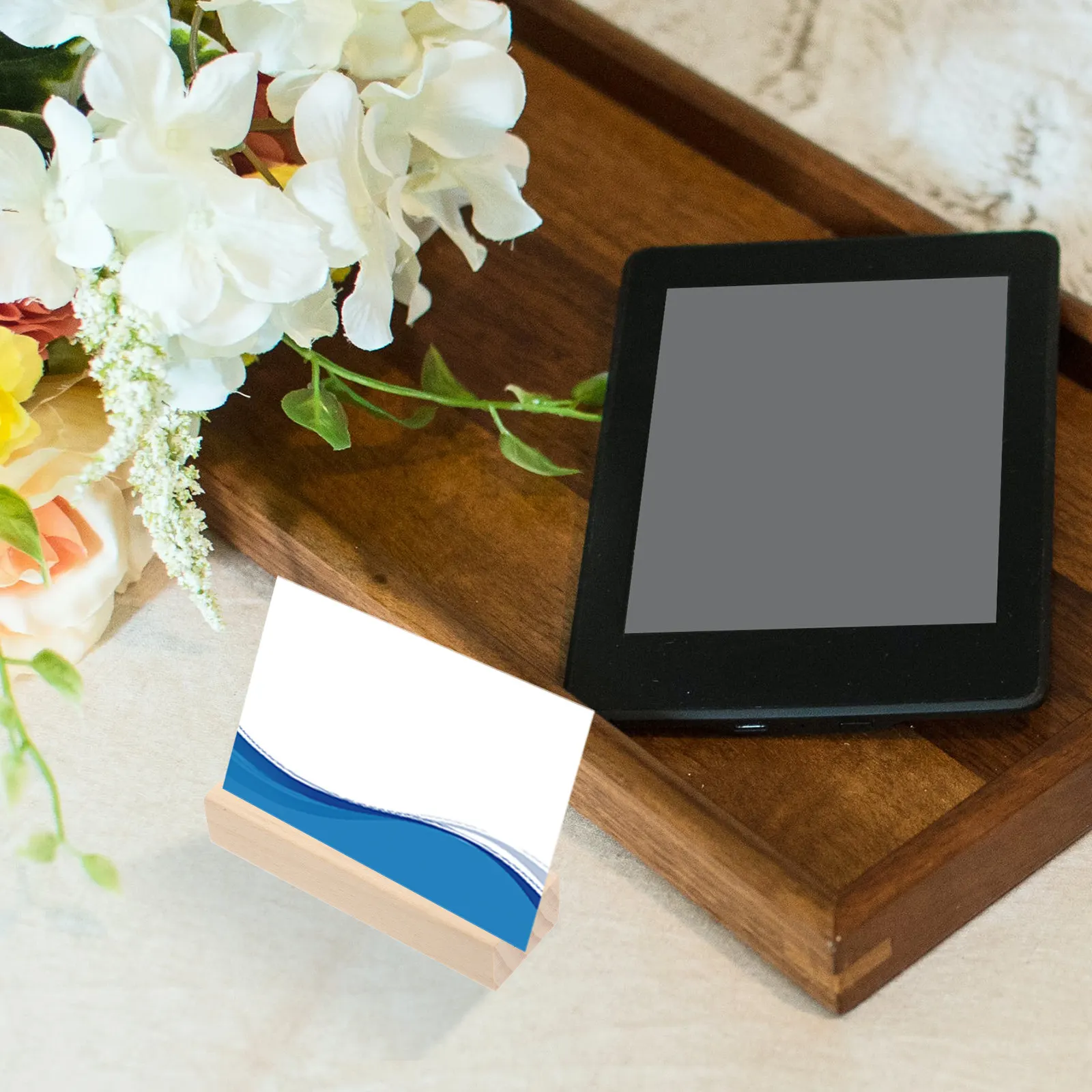 6Pcs Wood Card Holders Table Name Stand Picture Postcard Holder Wooden Desk Organizer for Wedding Birthday Graduation Party