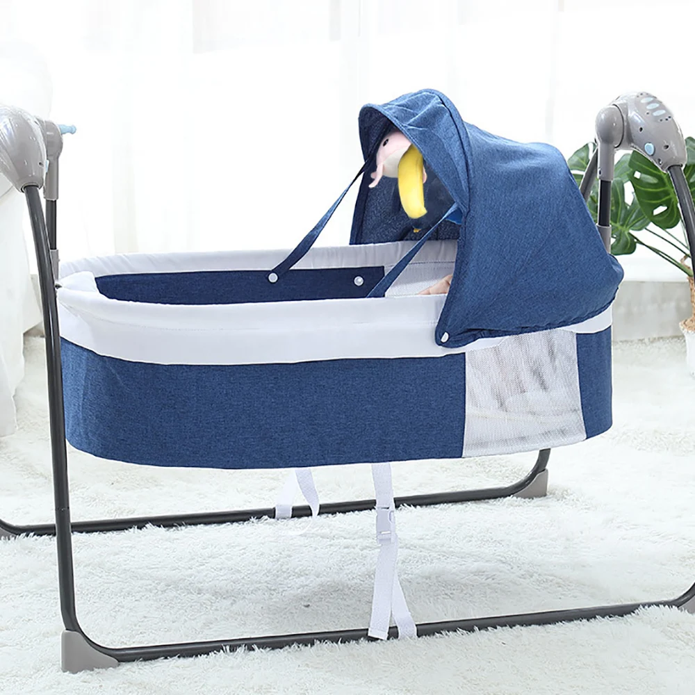 Blue Electric Baby Rocking Bed Auto-Swing Baby Bouncer Rocker Cradle With Remote Control Auto-Swing Chair For 0-12 Months Baby