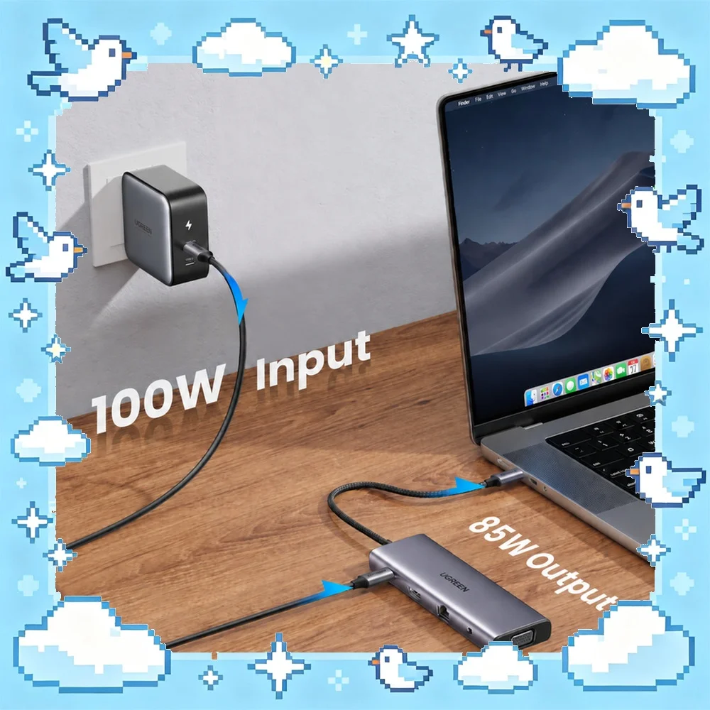 UGREEN 15601 10-in-1 USB-C Hub, 4K HDMI, VGA, Gigabit Ethernet, 3 USB 3.0, SD/TF Reader, 100W PD, 3.5mm Audio