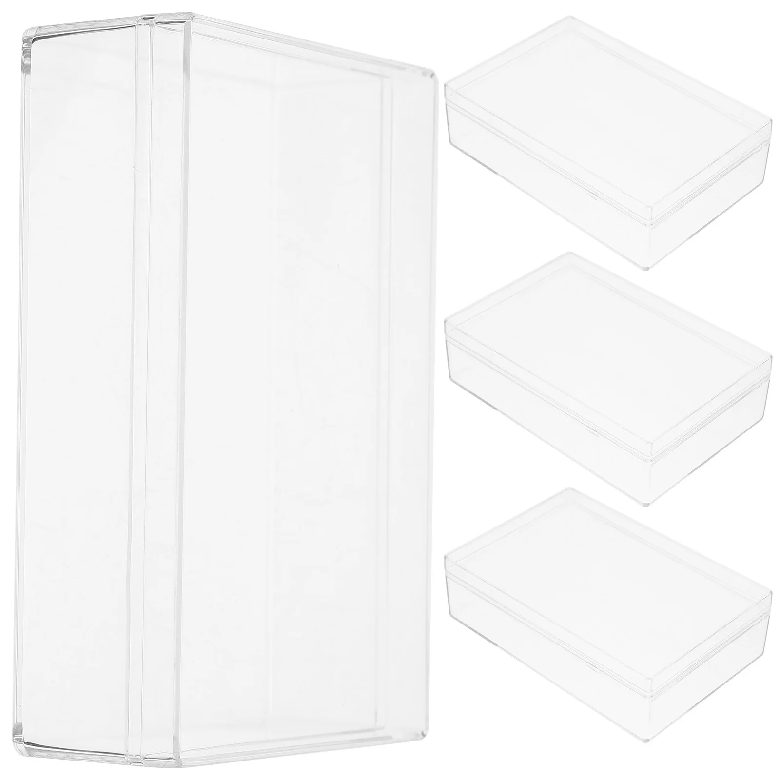 4Pcs Transparent Rectangular Jewelry Box Plastic Storage Organizer Bead Container Small Case for Jewelry Small Clear Box