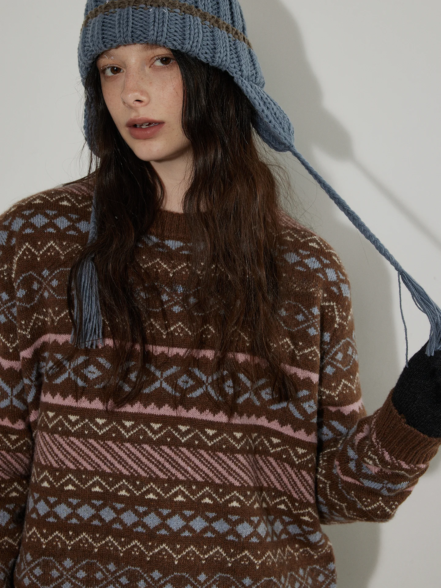 

Женский вязаный свитер Lofi Choose с круглым вырезом, утепленный, мягкий, уютный, зимний, новый, в стиле Fair Isle, с цветными блоками