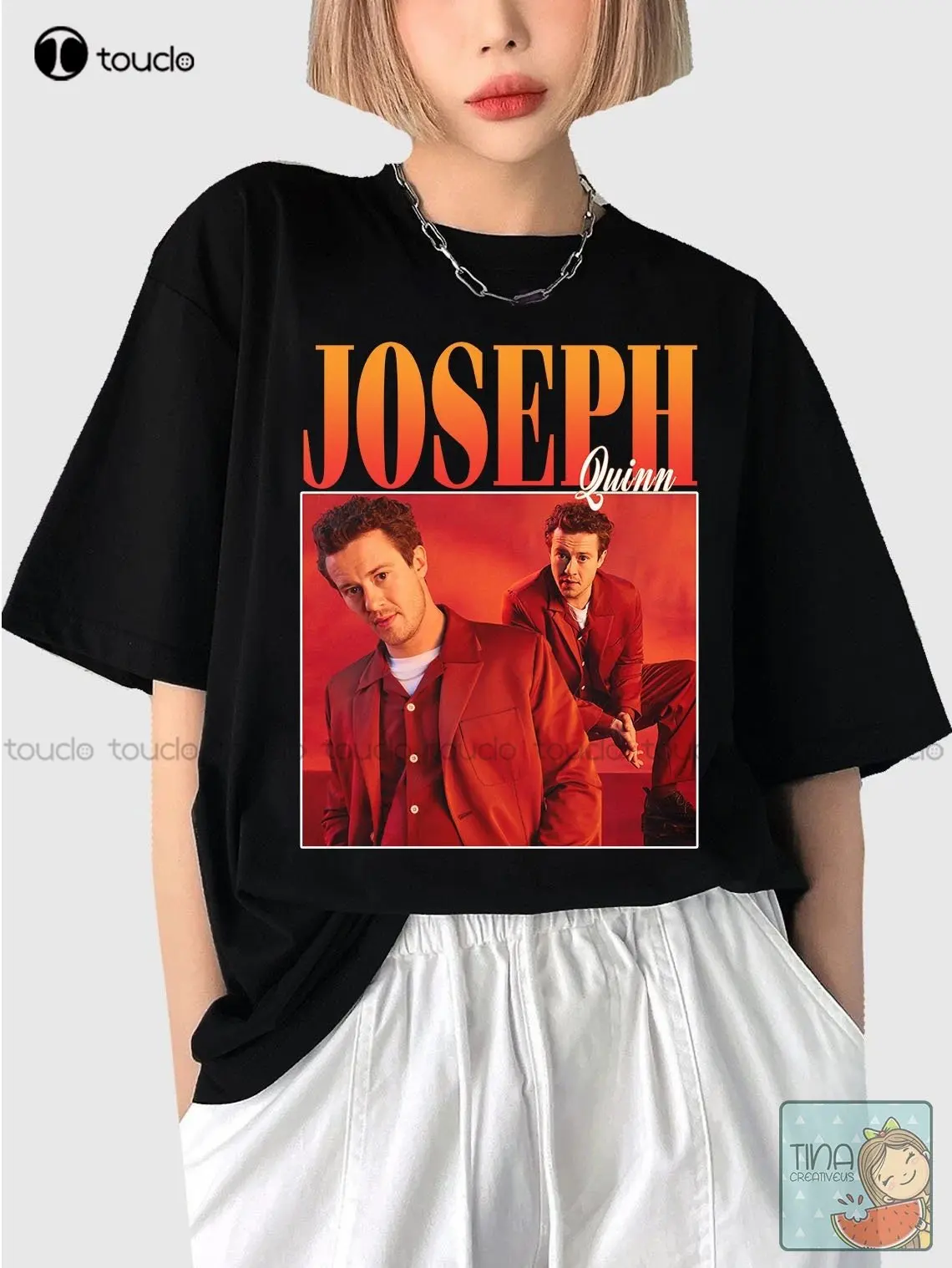 Vintage Joseph Quinn Shirt Joseph Quinn Tee Blue Shirts For Men Custom Aldult Teen Unisex Digital Printing Tee Shirts Xs-5Xl New