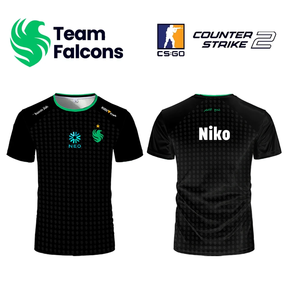 2025 New Esports Jersey Unisex Summer Breathable Short Sleeve Sports Uniforms Team Falcons Esports Club CS2 Fans Custom T-shirts