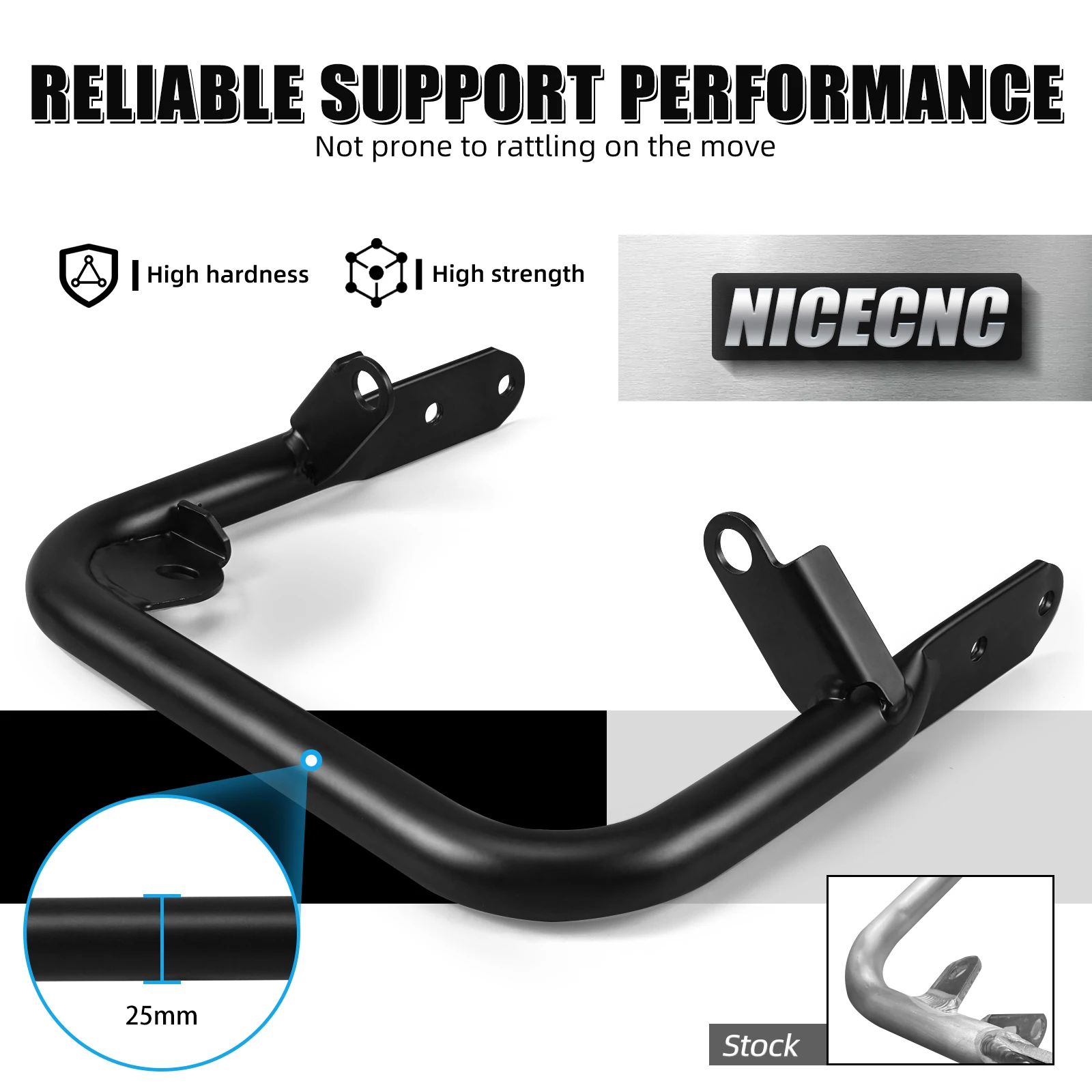 NICECNC For Honda TRX450ER Electric Start 2006-2014 ATV Rear Grab Bar Bumper TRX450R Kick Start 2006-2009 Steel 81200-HP1-600