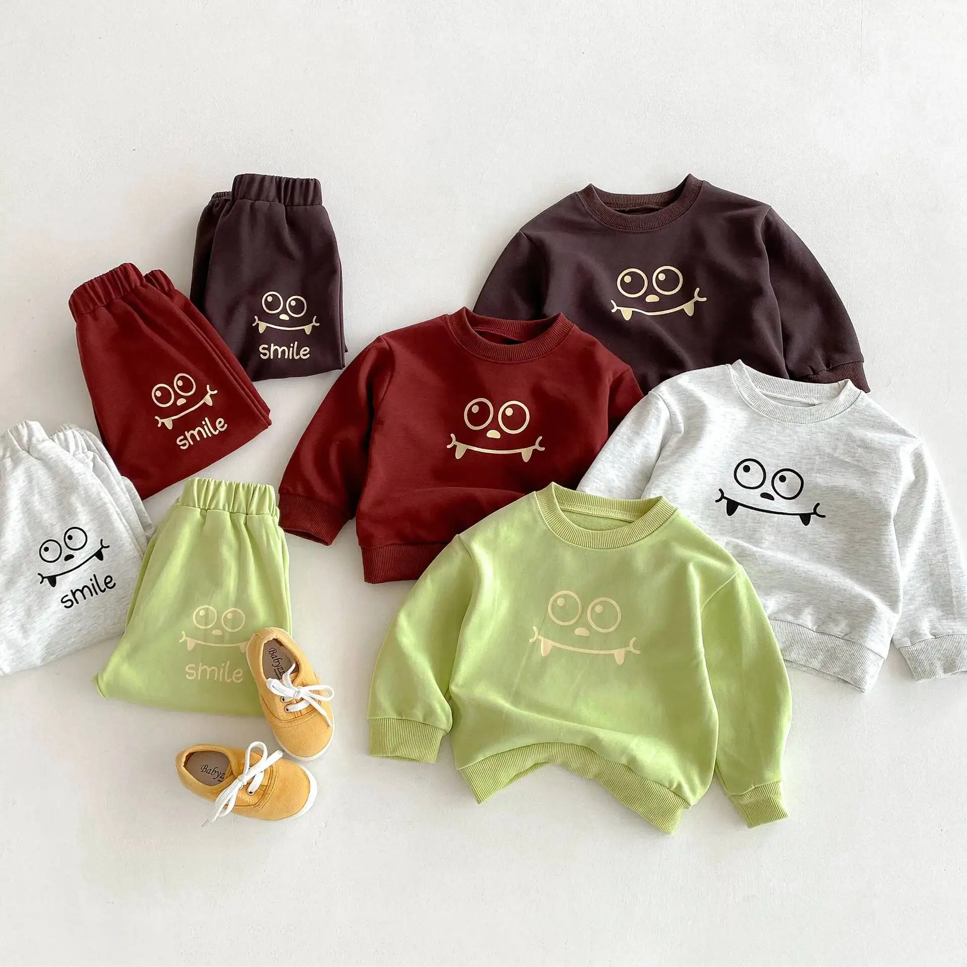 

Autumn New Baby Long Sleeve Clothes Set Letter Cartoon Print Children Casual Sweatshirt + Pants 2pcs Suit Toddler Outfits