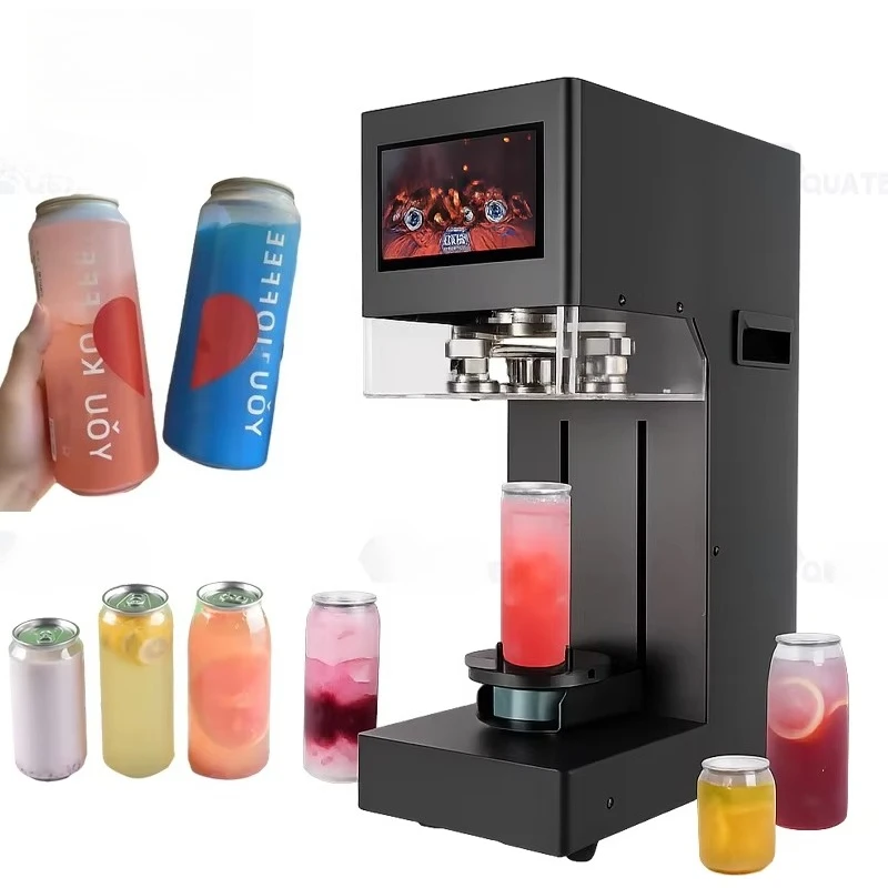 Fully Automatic Commercial Aluminum Lid Cup Sealing Machine Non-Rotating Lifting Counting for Milk Tea Beverages Can Sealing