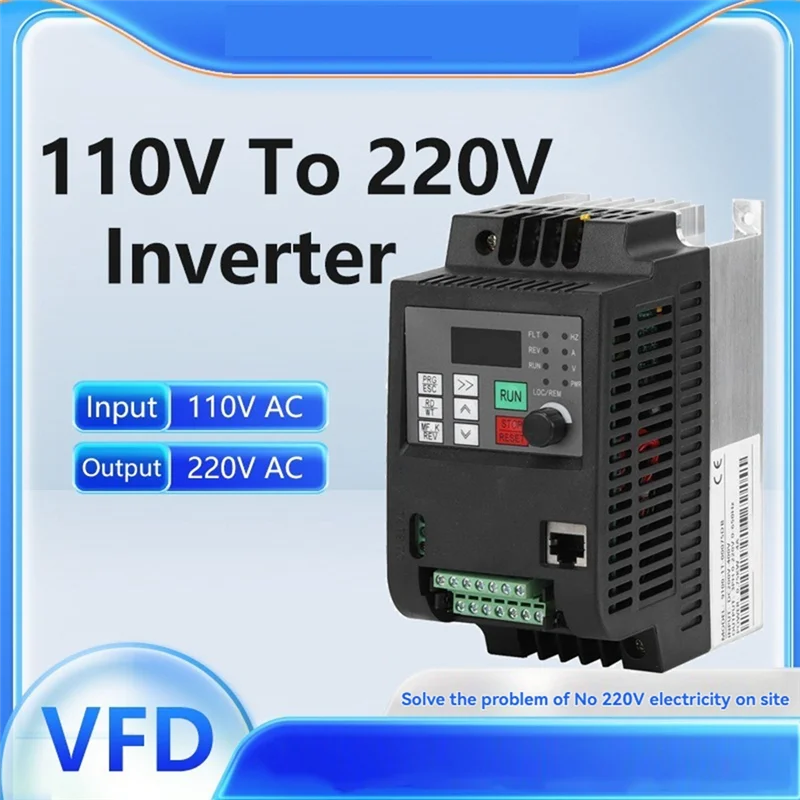 ABDE-110V To 220V 1.5KW Frequency Converter VFD Motor Variable Speed Power Controller Single Phase Input Three Phase Output