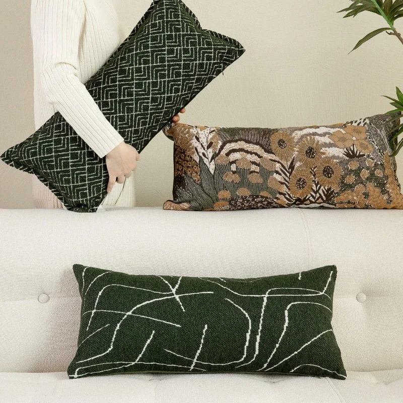 30X65CM Forest Long Strip Throw Pillow Cover Nordic Green Brown Stamping Waist Cushion Cover Decor Home Decorative Pillowcase
