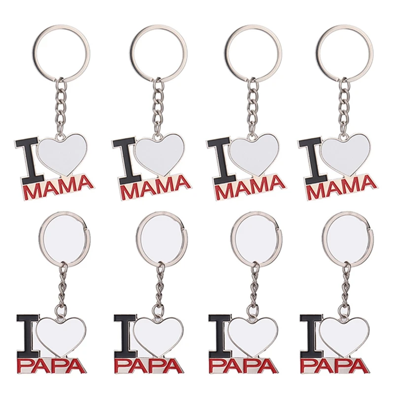 8PCS Sublimation Blank Keychain Metal Heat Transfer Keychain Blank Board For DIY Sublimation, For MAMA