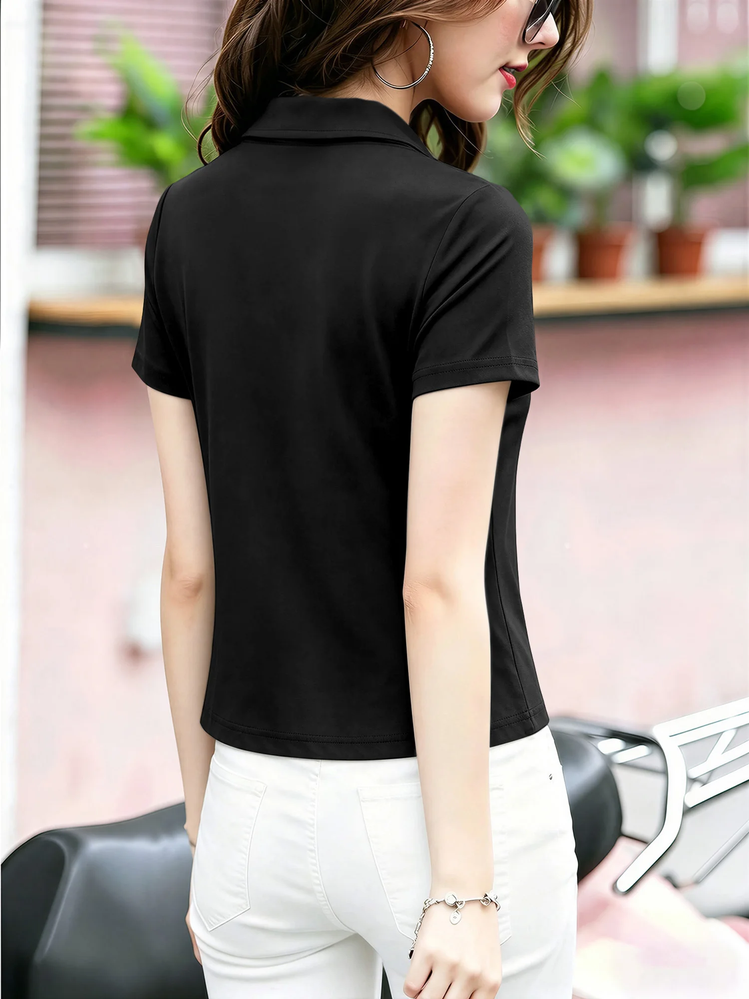 2026 New Arrival Women Golf Polo Shirt Solid Short Sleeve Half‑Button Lapel Elastic Soft Tee Daily Female Summer Tops