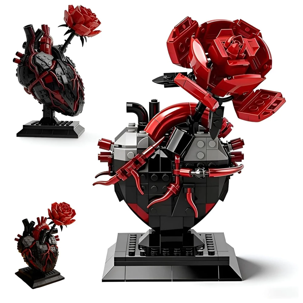 

Креативный конструктор MOC: Модель «Сердце» из строительных блоков, романтический арт-набор, кирпичики в форме розы, игрушка-головоломка для детей и взрослых, подарок на День святого Валентина