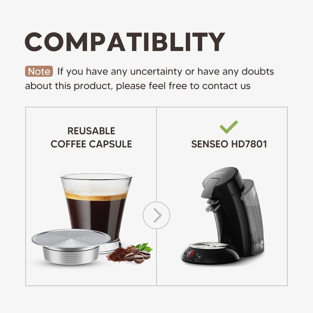 For Philips Senseo HD7801 Reusable Capsule Coffee Maker Eco-friendly Refillable Espresso Coffee Pod Crema Filter Stainless Steel