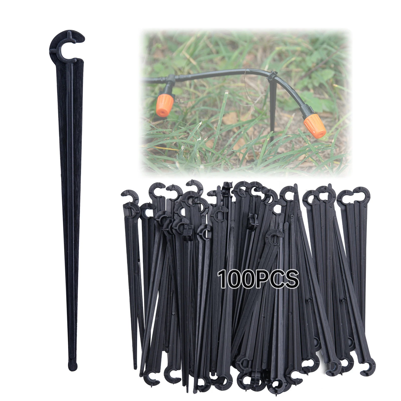 

100pcs Irrigation Drip Support Stakes C- Shape Fixed Stems C- Shape Fixed Stems Holder Bracket for Farmland Greenhouse Sprinkler