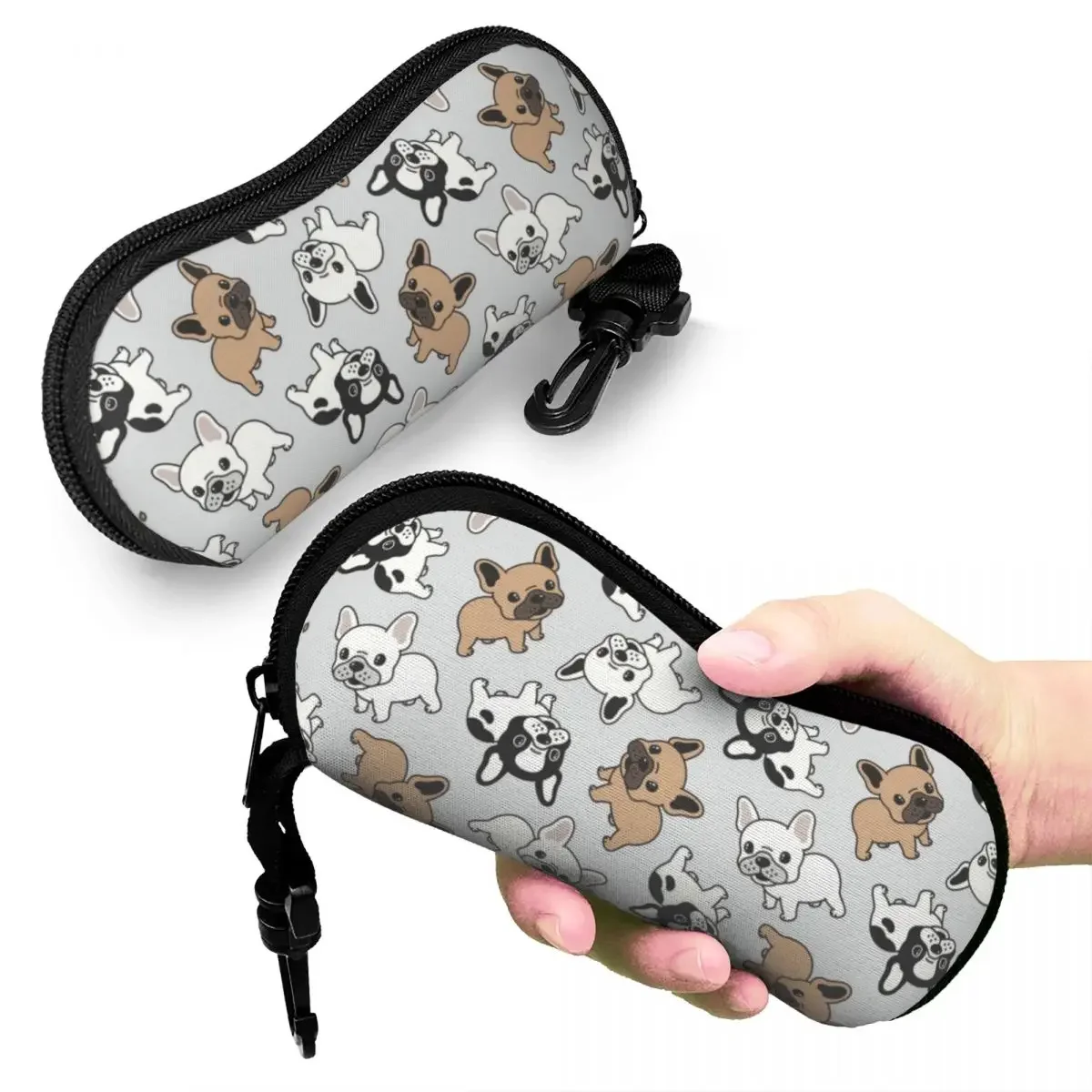 Frenchie French Bulldog Shell Etui ochronne na okulary Modne etui na okulary przeciwsłoneczne Etui na okulary dla psów