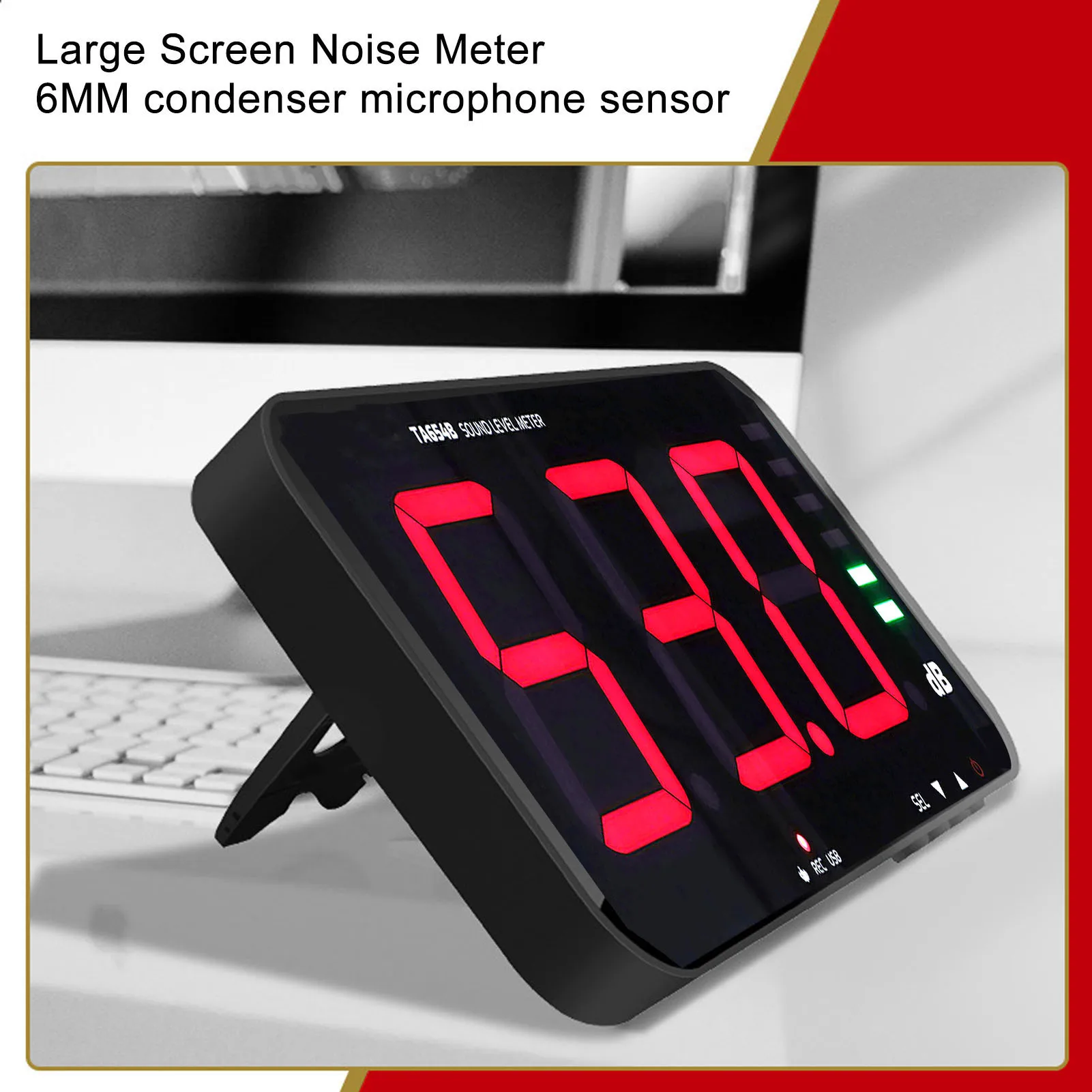 

Digital Decibel Meter 13in Screen Sound Level Meter Wall Hanging Digital Decibel Reader Environmental Noise Alarm TA654B