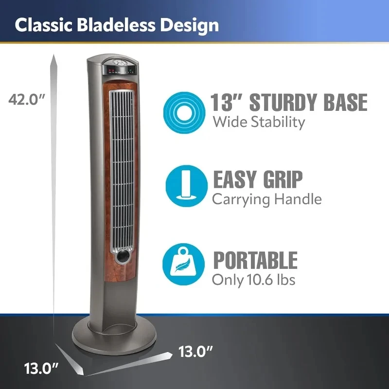 Lasko Kipas menara berosilasi, pengaturan malam Remote Control pengatur waktu portabel untuk kamar tidur, rumah dan kantor