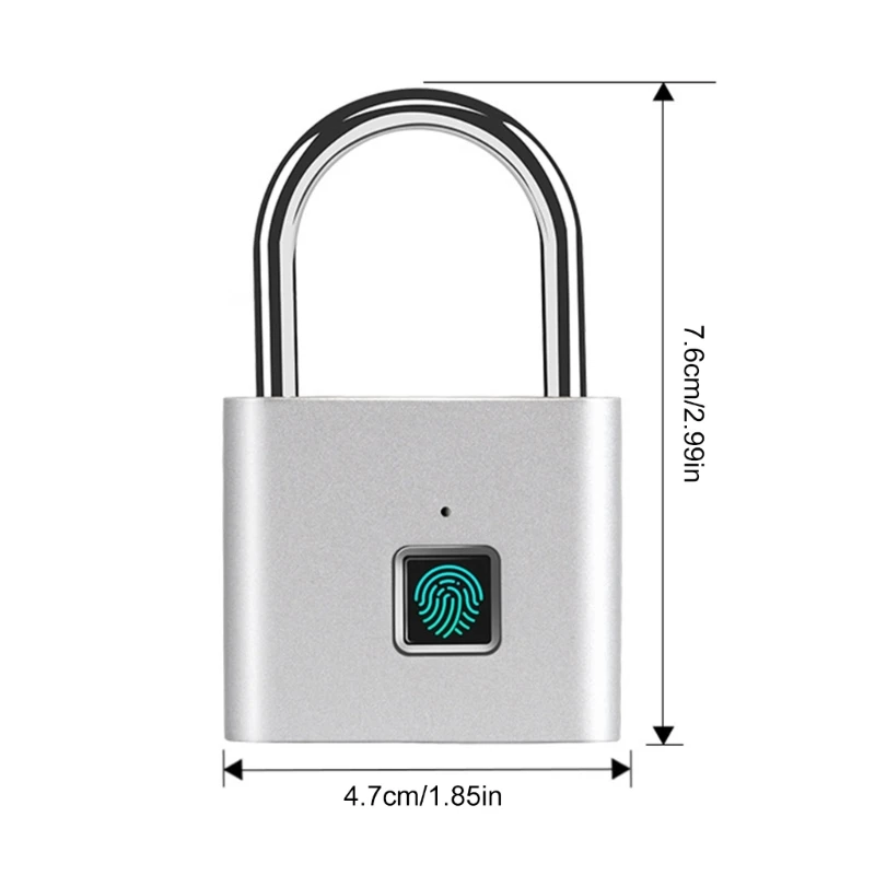 Metal Padlocks Keyless Biometric Security Lock Keyless Fingerprint Security Lock 47x76mm for Gym Lockers Fence & Gate