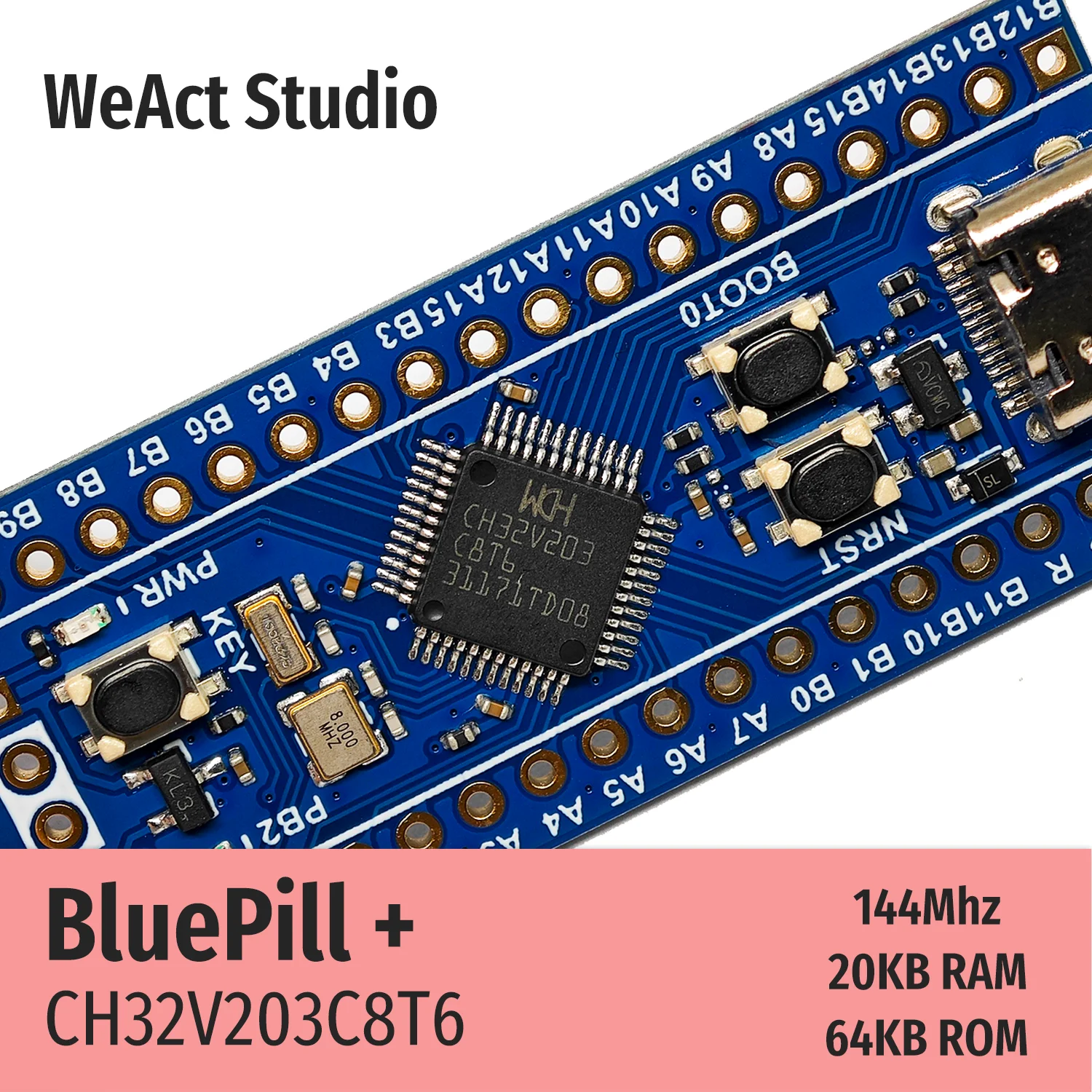 WeAct CH32V203C8T6 CH32V203 CH32V2 CH32 RISC-V Low-Power Core Board Demo Board