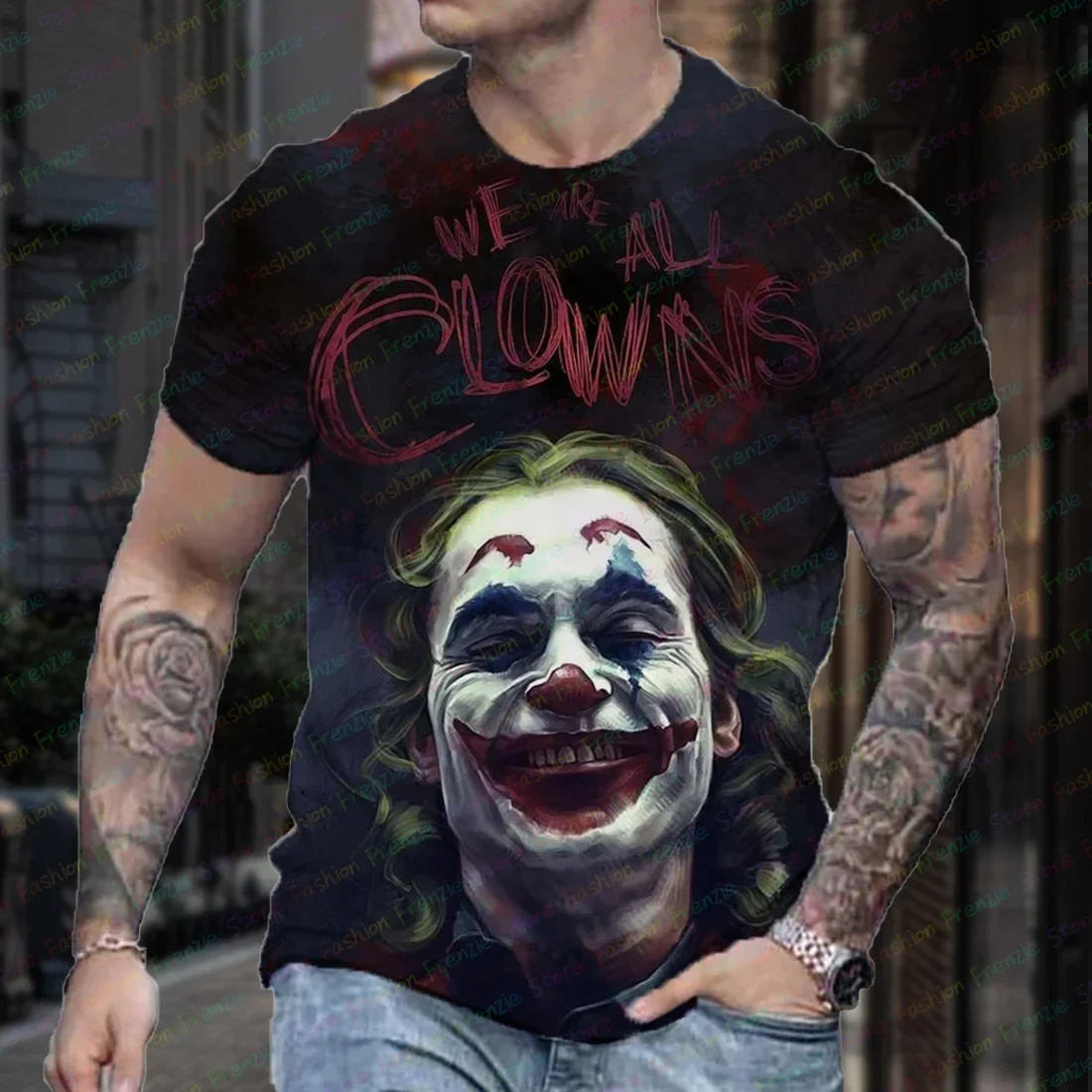 Camiseta con estampado 3D del Joker para hombre y mujer, ropa de calle a la moda de manga corta con cuello redondo, ropa deportiva informal de gran tamaño, Verano