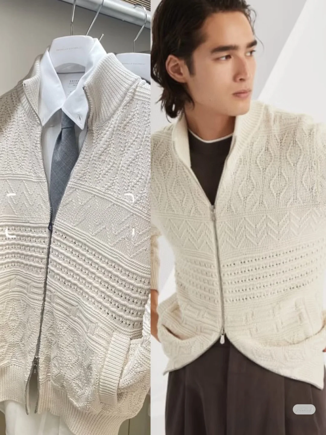 

New Wealthy Men's Knitted Wool Blend Zipper Sle Stand Collar Sweater Coat Autumn Winter Lightweight Luxury Faion for Midd...