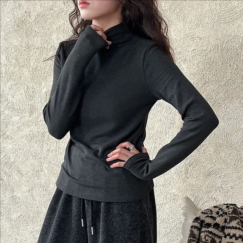 

Women's High Neck Slim Fit Long Sleeve T-Shirt Casual Pullover Top for Autumn And Winter