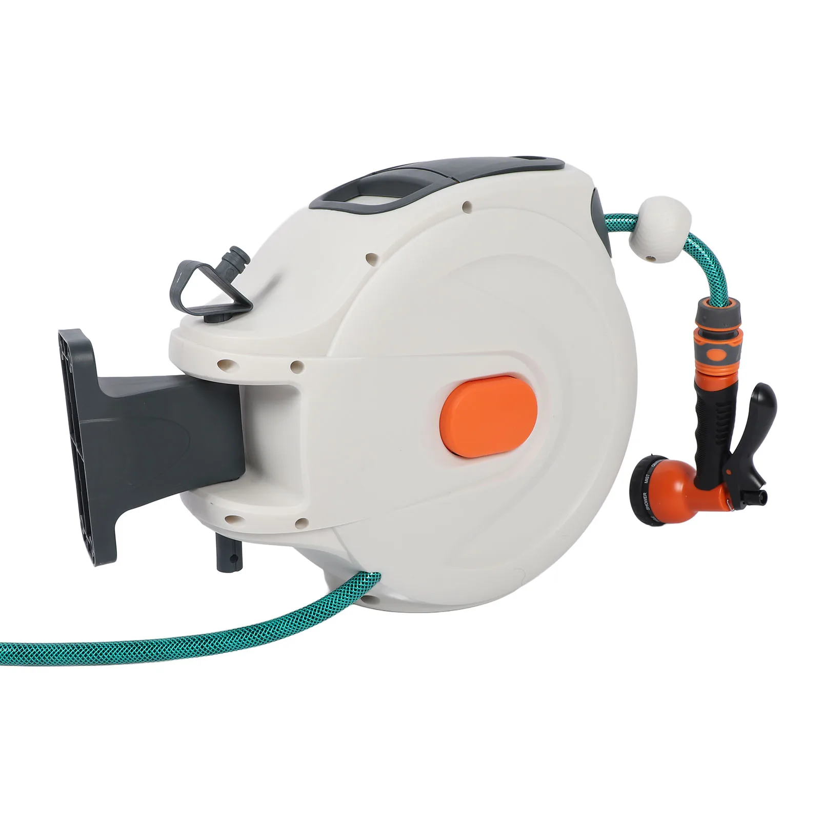 Retractable Garden Hose Reel Any Length Lock Automatic Retractable Hose Reel Slow Return ABS with Sprayer Nozzle for Watering