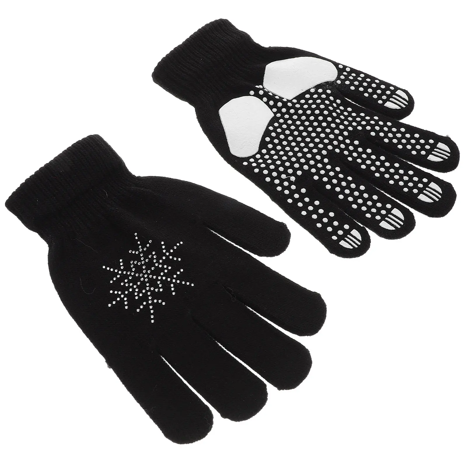

Thick Non-Slip Ski Gloves Ice Skating Winter Warm Rhinestone Figure Skating Accessories Outdoor Sports Cold Weather