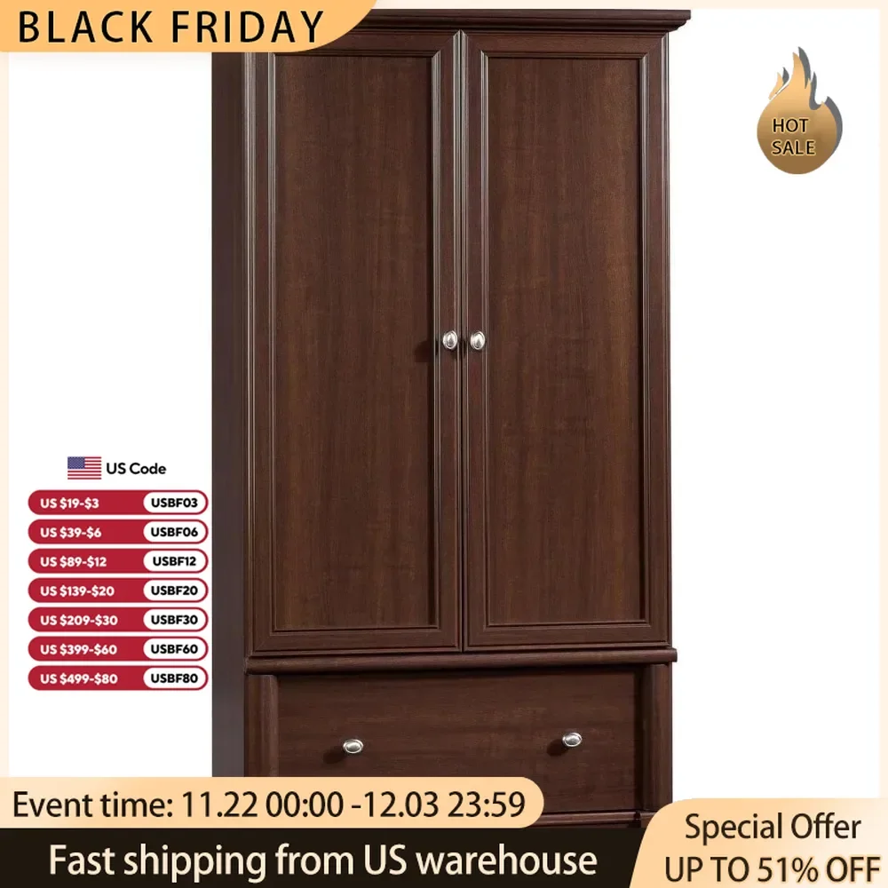 Armoire Storage Locker Select Cherry Finish Visit the Sauder Store Wardrobe Wardrobe Bedroom Furniture Open Cabinet Hanger Home