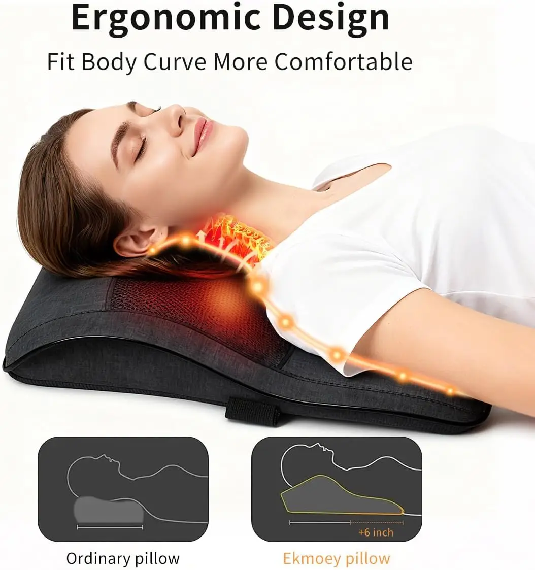 Back Massager with Heat, Back & Neck Massager for Pain Relief Deep Tissue, 3D Kneading Massage Pillow for Upper and Lower Should