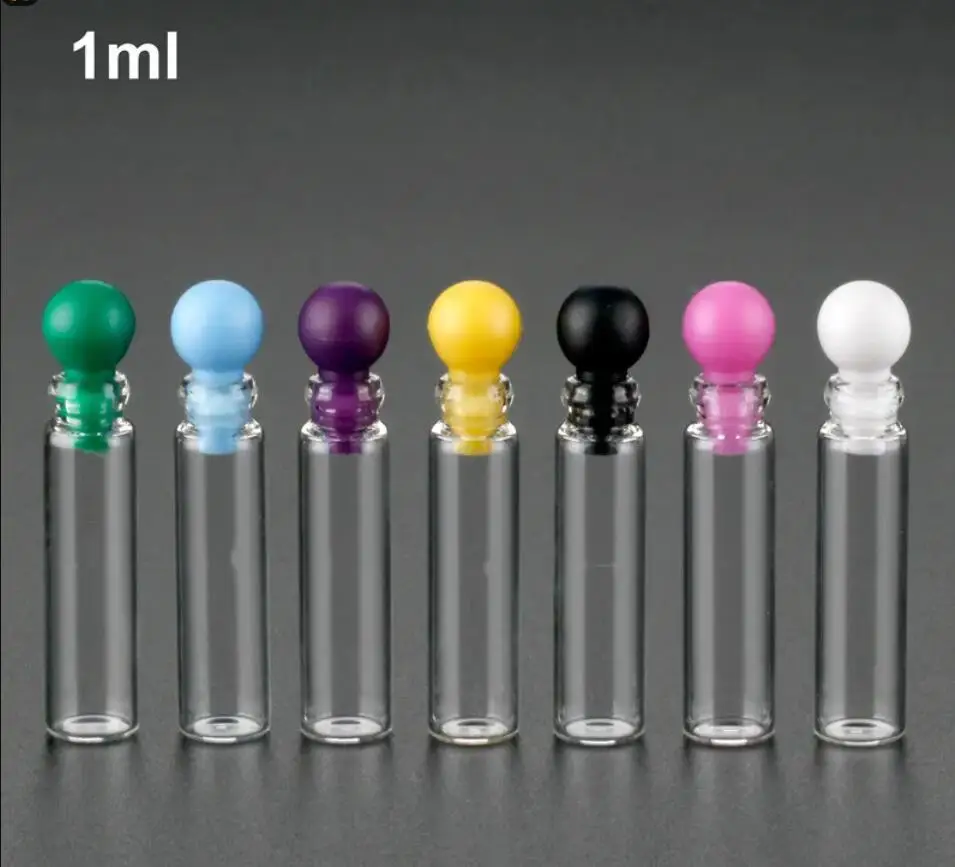 

800pcs/ Lots 0.5ml 1ml Slender Perfume Bottle With Inner Plug Black Round Head Test Tube Bottle Gift Bottle