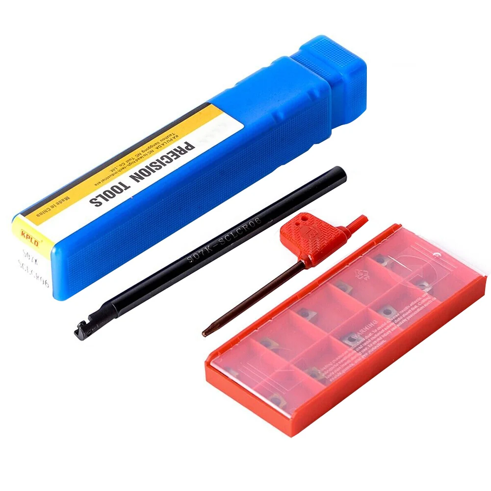 

Tool Holder Versatile Tool Holder 7mm S07KSCLCR06 Lathe Boring Bar Holder Tool + 10pcs CCMT060204 Carbide Insert