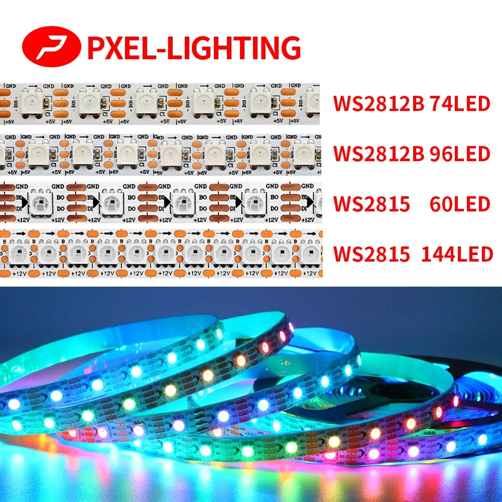 

DC12V WS2815 DC5V WS2812B RGB LED Light Strip Individually Addressable Pixels SMD5050 TV with Light SPI Room Indoor LED Strip